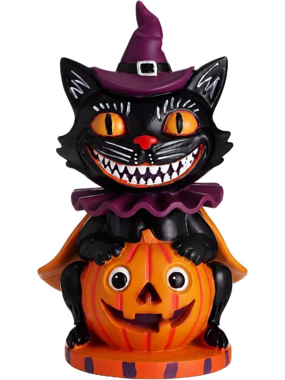 Large Vintage Black Cat Figurine Decor - 10.24 Inch Halloween Home Accent